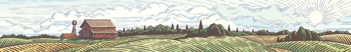 a drawing of the american countryside